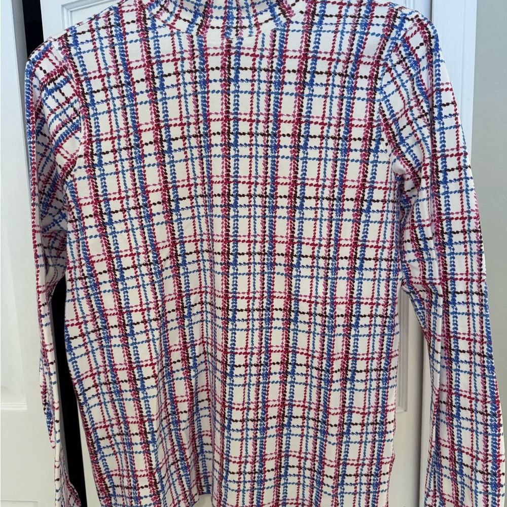 Appleseed's Vibrant Plaid Knit Mockneck Tee